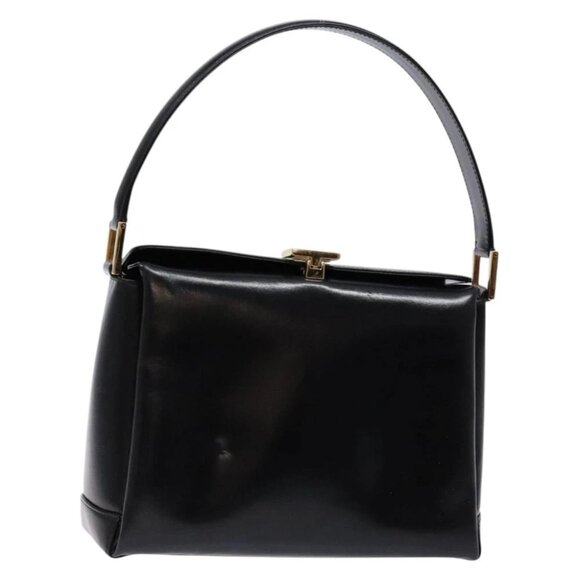 GUCCI Hand Bag Leather Black Gold - Picture 2 of 15